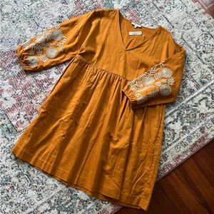 Madewell Embroidered Sleeve Popover Dress